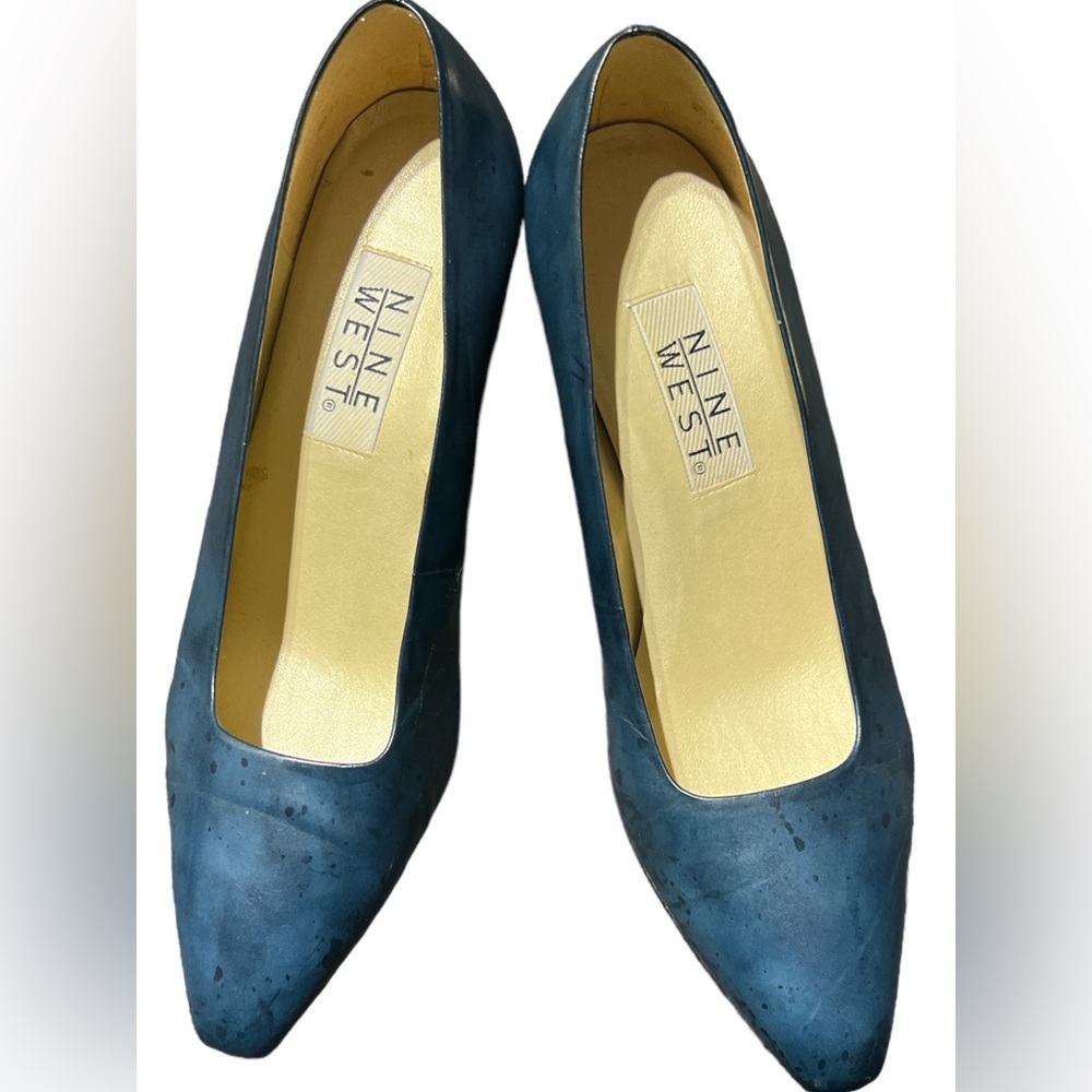 Nine West Teal Blue Pointed-Toe Pumps